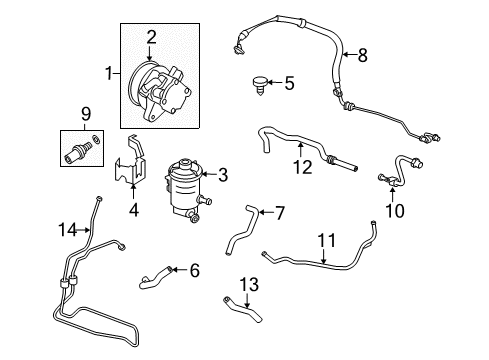2009 Honda Accord P/S Pump & Hoses, Steering Gear & Linkage Cooler, Power Steering Oil Diagram for 53765-TA0-000