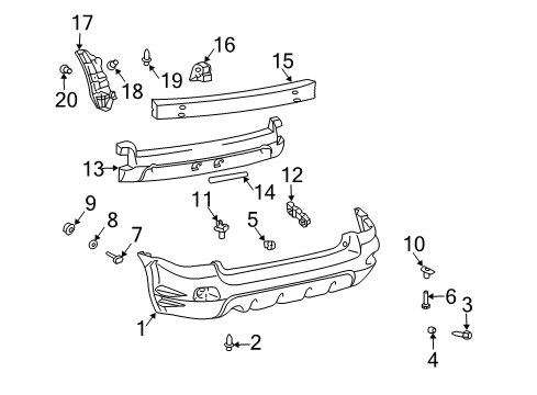 2007 Pontiac Vibe Rear Bumper Nut, Inflator Restraint Side Imp Sensor Diagram for 88969497