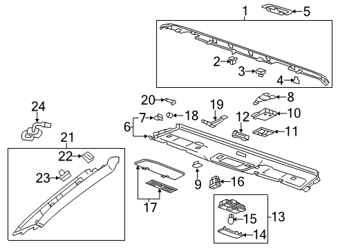 2011 Chevrolet Camaro Interior Trim - Roof Weatherstrip Pillar Trim Diagram for 23115747