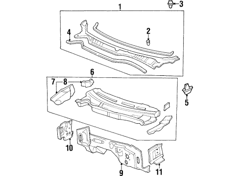 1995 Acura TL Cowl Dashboard (Lower) Diagram for 61500-SW5-A00ZZ