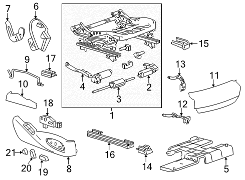 2016 Cadillac CTS Tracks & Components Seat Switch Knob Diagram for 22752216