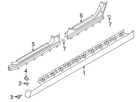 2005 Infiniti Q45 Exterior Trim - Pillars, Rocker & Floor Mudguard-Sill Center, LH Diagram for 76851-AR000