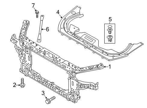 2018 Genesis G80 Radiator Support Bolt-Washer Assembly Diagram for 11251-08257-K