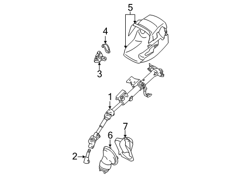 2003 Toyota Corolla Steering Column & Wheel, Steering Gear & Linkage Column Assembly Diagram for 45250-02410