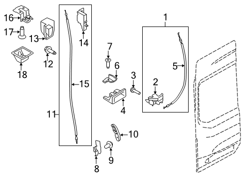 2018 Ford Transit-250 Cargo Door Release Cable Diagram for BK3Z-61266A46-C