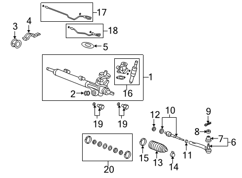 2010 Acura ZDX Steering Column & Wheel, Steering Gear & Linkage End, Driver Side Tie Rod Diagram for 53560-STX-A02