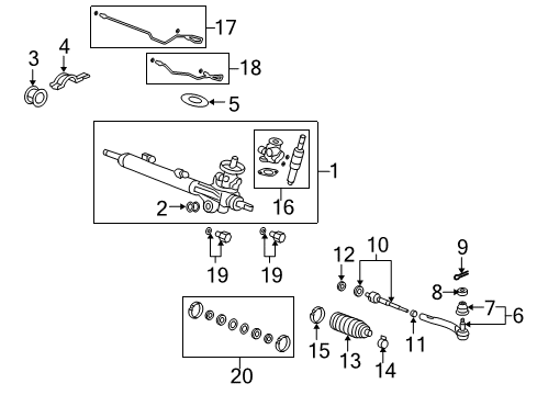 2010 Acura ZDX Steering Column & Wheel, Steering Gear & Linkage End, Passenger Side Tie Rod Diagram for 53540-STX-A02