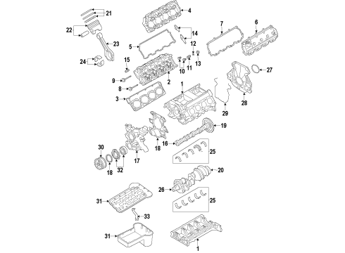 2009 Ford E-350 Super Duty Engine Parts, Mounts, Cylinder Head & Valves, Camshaft & Timing, Oil Cooler, Oil Pan, Oil Pump, Balance Shafts, Crankshaft & Bearings, Pistons, Rings & Bearings Exhaust Valve Diagram for 3C3Z-6505-AA