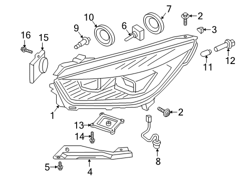 2017 Ford Escape Headlamps Composite Assembly Diagram for GJ5Z-13008-T