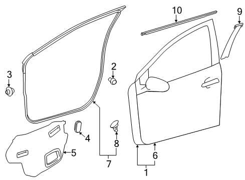 2013 Toyota Prius C Front Door & Components, Exterior Trim Outer Panel Diagram for 67111-52230