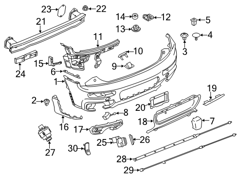 2021 Mini Cooper Clubman Bumper & Components - Rear Mediterranblau Ultrasonic Sensor Diagram for 66209336918