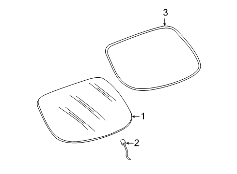 2001 Buick Regal Back Glass, Reveal Moldings Back Glass Support Diagram for 20599027