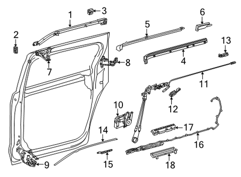 2022 Toyota Sienna Sliding Door Hardware Upper Rail Cushion Diagram for 68326-45070