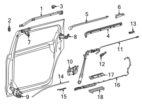 2022 Toyota Sienna Sliding Door Hardware Roller & Bracket Diagram for 68320-08030