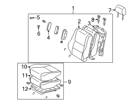 2003 Lexus IS300 Front Seat Components Front Seat Cushion Cover, Right (For Separate Type) Diagram for 71071-53150-C0