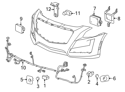 2019 Cadillac CTS Sonar System Sonar Sensor Diagram for 23269228