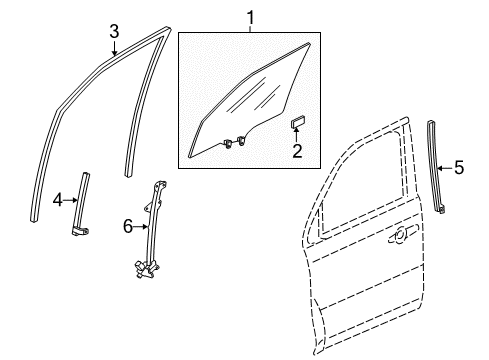 2012 Honda Pilot Front Door Channel, Right Front Door Run Diagram for 72235-SZA-A11