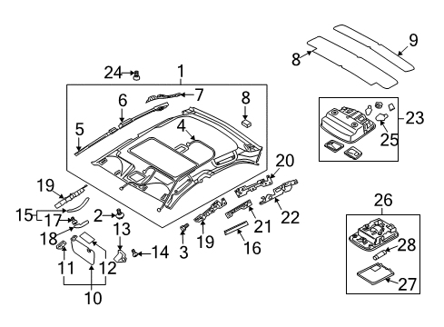 2007 Kia Spectra5 Interior Trim - Roof Lamp Assembly-OVERHEADEAD Console Diagram for 928202F00087