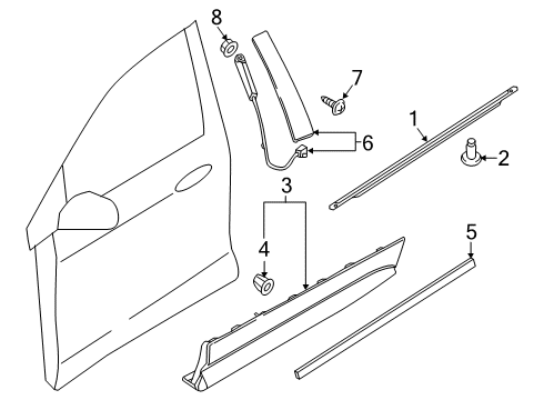 2019 Ford Edge Exterior Trim - Front Door Belt Molding Diagram for FT4Z-5821453-D