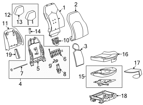 2008 Cadillac CTS Passenger Seat Components Seat Cushion Pad Diagram for 19210877