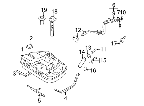 2003 Hyundai Elantra Fuel Supply Filler Neck Assembly-Fuel Diagram for 31030-2D501