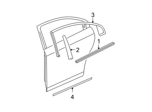 2012 Chevrolet Malibu Exterior Trim - Rear Door Body Side Molding Diagram for 22760537