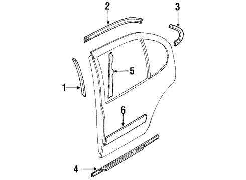 1995 Nissan Maxima Exterior Trim - Rear Door Moulding-Rear Door, LH Diagram for 82871-40U07