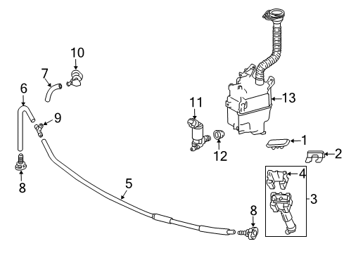 2013 Lexus RX350 Washer Components Clamp, HEADLAMP Cleaner Diagram for 85273-48010