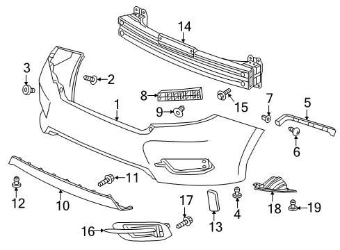 2021 Honda Civic Bumper & Components - Rear Bracket L, RR Bumper Sid Diagram for 71555-TBA-A00