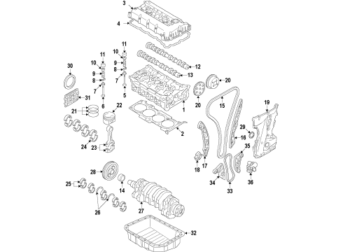 2012 Kia Optima Engine Parts, Cylinder Head & Valves, Camshaft & Timing, Variable Valve Timing, Oil Pan, Oil Pump, Balance Shafts, Crankshaft & Bearings, Pistons, Rings & Bearings Chain-Oil Pump Diagram for 243222G250