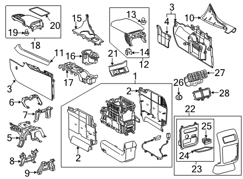 2016 Lexus RX450h Center Console Panel Sub-Assembly, Console Diagram for 58903-0E180-C0