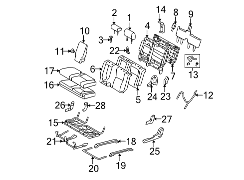 Diagram for 2008 Toyota Tundra Rear Seat Components 