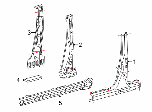 2015 Lexus NX200t Center Pillar & Rocker Reinforcement Sub-As Diagram for 61038-78010