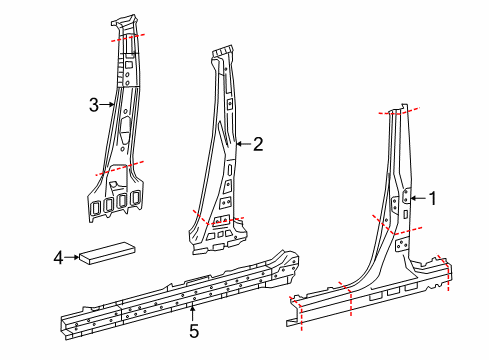 2015 Lexus NX200t Center Pillar & Rocker Reinforcement Sub-As Diagram for 61037-78010