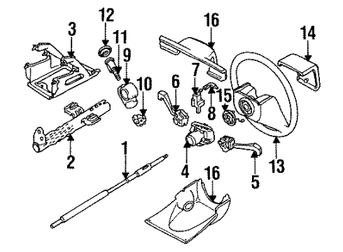 1993 Pontiac LeMans Steering Column & Wheel Lever, Turn Signal & Headlamp & Headlamp Dimmer Switch Diagram for 96149217