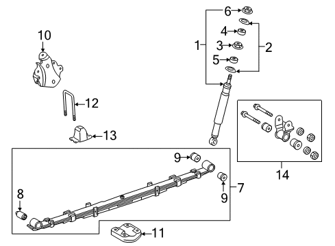 2016 Toyota Tacoma Rear Suspension Leaf Spring Assembly Diagram for 48220-04452