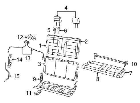 2014 Jeep Wrangler Rear Seat Components Frame-Rear Seat Cushion Diagram for 68194424AA