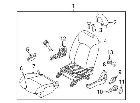2019 Nissan Versa Note Driver Seat Components Finisher-Cushion, Front Seat Inner LH Diagram for 87381-9KN0A