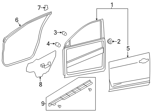 2017 Nissan Rogue Sport Front Door Bumper-Door Diagram for 80872-JD00A