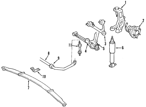 1999 Chevrolet Corvette Front Suspension Components, Lower Control Arm, Upper Control Arm, Stabilizer Bar Stabilizer Bar Insulator Diagram for 10280525