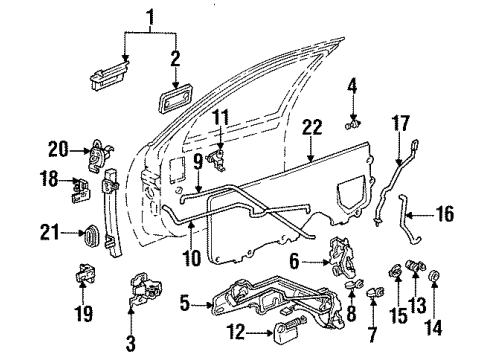 1991 Buick Regal Front Door - Lock & Hardware Rod-Front Door Locking Diagram for 16625361