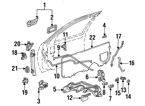 1996 Buick Regal Front Door - Lock & Hardware Front Door Lock Assembly Diagram for 16629392