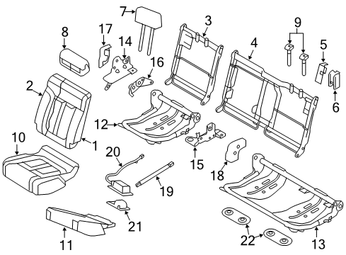 2011 Ford F-150 Rear Seat Components Cushion Cover Diagram for BL3Z-1663804-AA