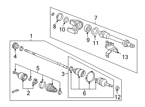 2011 Honda Accord Drive Axles - Front Driveshaft Assembly, Passenger Side Diagram for 44305-TA0-A01