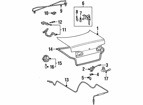 2001 Chevrolet Prizm Trunk Lid Hinge, Rear Compartment Lid Diagram for 94857452