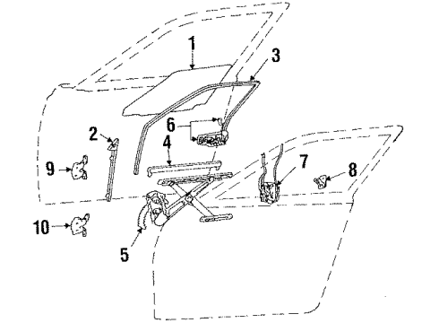 1988 Toyota Tercel Front Door - Glass & Hardware Guide Channel Diagram for 67403-16070