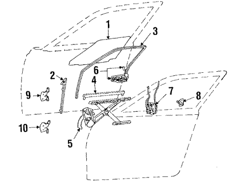 1988 Toyota Tercel Front Door - Glass & Hardware Run Channel Diagram for 68141-16160