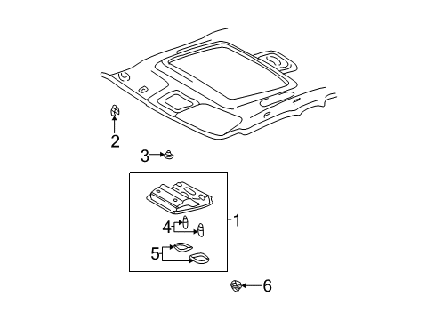 2004 Toyota Camry Sunroof Overhead Console Diagram for 63650-AA060-A0