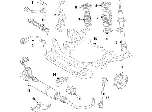2021 BMW 840i Gran Coupe Front Suspension Components, Lower Control Arm, Upper Control Arm, Ride Control, Stabilizer Bar Set, Wheel Bearing, Front Diagram for 31402408654