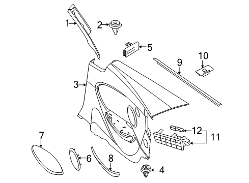 2007 BMW 650i Interior Trim - Quarter Panels Trim Panel Cloth Rear Left Diagram for 51439150537